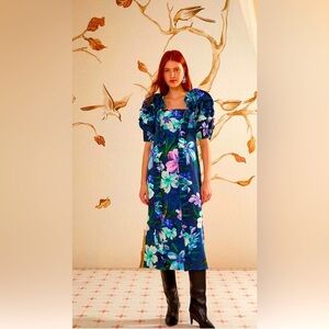 NWT Farm Rio Floraline Ruffle Short Sleeve Midi Dress Size M